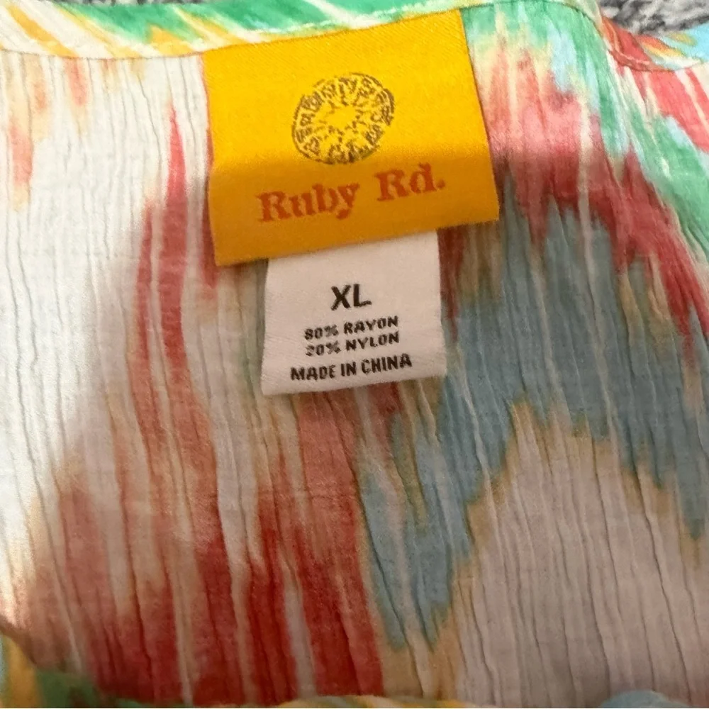 Ruby Rd Colorful Geometric Print Blouse Size XL - Picture 5 of 11